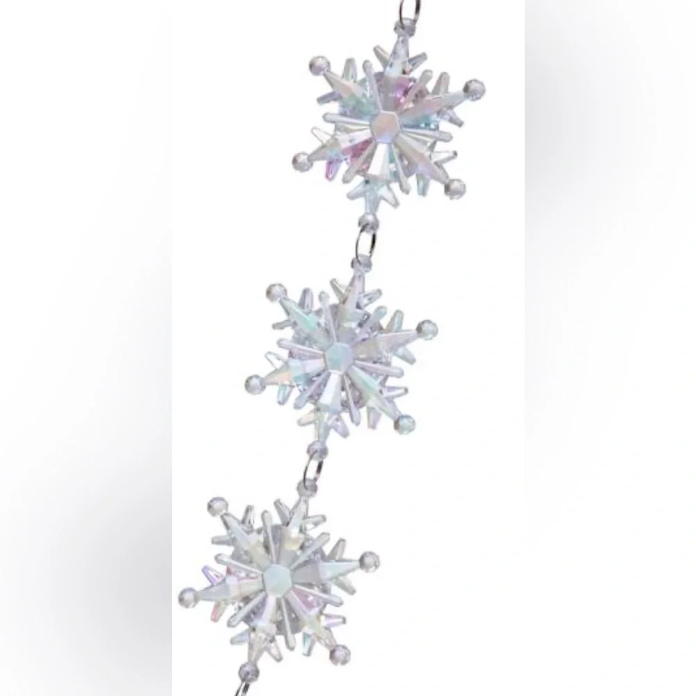 NWT Ashland Christmas Xmas iridescent snowflake garland 2 sets 6 feet each